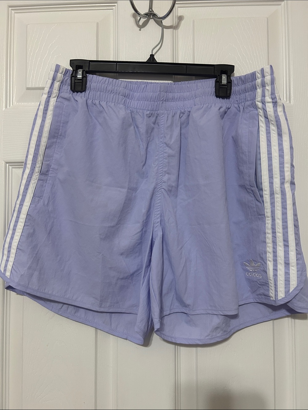 Unisex  adidas Lavender Running Shorts with White Stripes